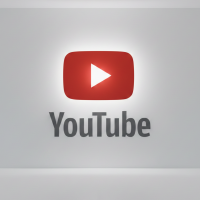 Logo YouTube rouge et blanc centré sur un fond épuré.