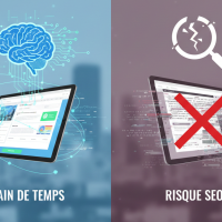 Comparaison entre gain de temps IA et risques SEO
