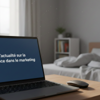 Ordinateur affichant un texte sur la finance et le marketing