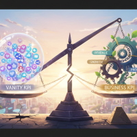 Balance comparant les indicateurs de vanité aux indicateurs de performance business.