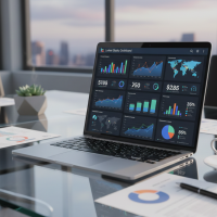 Tableau de bord Looker Studio sur un ordinateur portable.