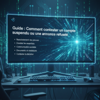Guide numérique sur écran pour contester un compte suspendu