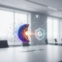 Un biscuit s'effrite contre un bouclier de protection numérique