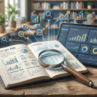 analyse de données google ads via livre ouvert et tablette.