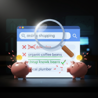 analyse des termes de recherche google ads avec loupe lumineuse.