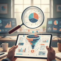 analyse d'un entonnoir de conversion de données sur tablette.