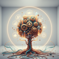 arbre technologique symbolisant la croissance organique du marketing digital.