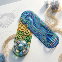 composition complexe reliant des serveurs par fibre optique.