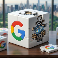cube puzzle google révélant des engrenages stratégiques.