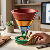 entonnoir de conversion artistique sur bureau de marketing digital.