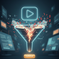 entonnoir de conversion brisé transformant des vues youtube en dollars.