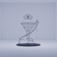 entonnoir de conversion holographique avec flèche de croissance montante.