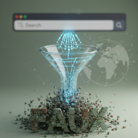 entonnoir numérique filtrant des données vers le mot faux.