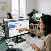 Équipe marketing analysant les demandes de devis sur google ads.