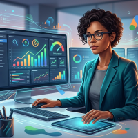 experte analysant des graphiques de performance sur plusieurs écrans.