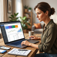 femme analysant des performances publicitaires sur son ordinateur portable.