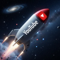 fusée youtube décollant dans l'espace pour une croissance virale.