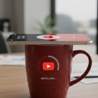 Installation de contenus numériques pour une pause café connectée.