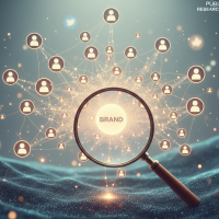 Loupe ciblant le mot « BRAND » au cœur d'un réseau de nano-créateurs.