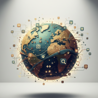 globe terrestre connecté par un réseau d'icônes numériques mondiales.
