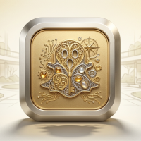 icône snapchat dorée ornementée style steampunk ultra réaliste.