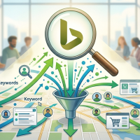 illustration montrant l'entonnoir de recherche bing ads et ciblage par mots clés.