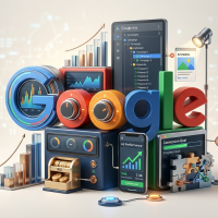 interface 3d de gestion et performance google ads.