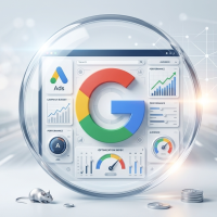 interface google ads dans une bulle de verre.