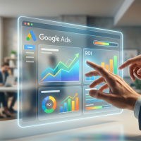 interface holographique de pilotage du roi google ads.