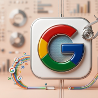 logo google 3d entouré d'outils de mesure et graphiques.