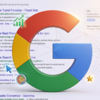 logo google 3d sur des résultats de recherche.