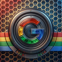 logo google futuriste intégré dans une interface technologique.