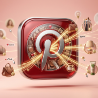 logo pinterest 3d connectant des produits à divers utilisateurs.