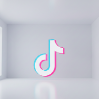 logo tiktok en relief dans une pièce blanche lumineuse.