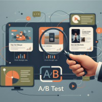 loupe analysant des variantes d'annonces lors d'un ab test.