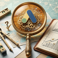 loupe analysant le logo google ads et engrenages.