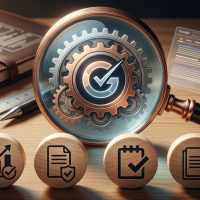 loupe zoomant sur un engrenage de vérification.