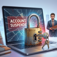 ordinateur affichant un compte suspendu