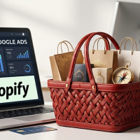 panier rouge devant un ordinateur portable