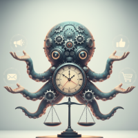 poulpe mécanique gérant simultanément plusieurs canaux de google ads