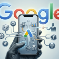 smartphone affichant l'écosystème publicitaire google ads.