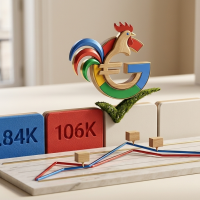 statistiques et graphiques publicitaires avec coq