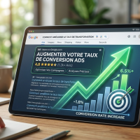 tablette affichant une publicité google pour augmenter le taux de conversion.