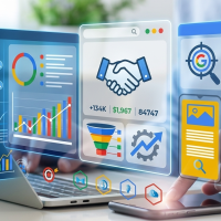 utilisateur consultant un tableau de bord marketing